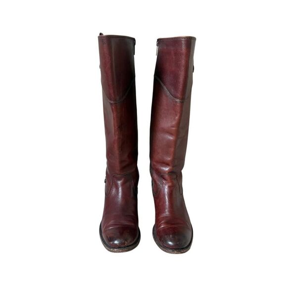 Frye Melissa Tab Leather Riding Boots Extended calf 6.5 Zip Redwood Tall - Picture 3 of 12